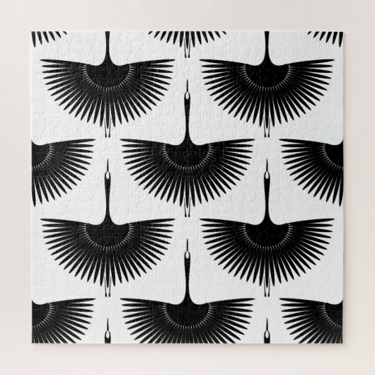 優雅な鶴：オリエンタルバードパターン ジグソーパズル (縦)