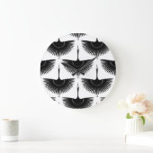 優雅な鶴：オリエンタルバードパターン ラージ壁時計 (ホーム)