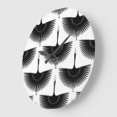 優雅な鶴：オリエンタルバードパターン ラージ壁時計 (傾斜)