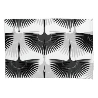 優雅な鶴：オリエンタルバードパターン 枕カバー