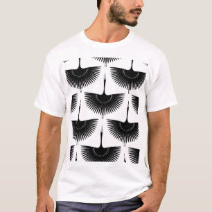 優雅な鶴:オリエンタルバードパターン Tシャツ