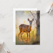 優雅な鹿インザフォレスト自然デザイン カード (正面/裏面インサイチュ)