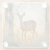 優雅な鹿インザフォレスト自然デザイン ガラスコースター (裏面)