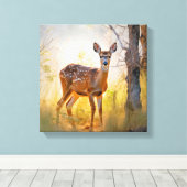 優雅な鹿インザフォレスト自然デザイン キャンバスプリント (インサイチュ (ウッドフロア))