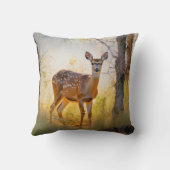 優雅な鹿インザフォレスト自然デザイン クッション (裏面)