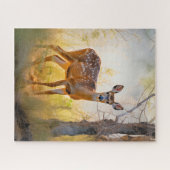 優雅な鹿インザフォレスト自然デザイン ジグソーパズル (横)