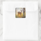 優雅な鹿インザフォレスト自然デザイン スクエアシール (バッグ)