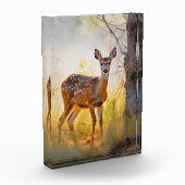 優雅な鹿インザフォレスト自然デザイン フォトブロック (左)