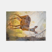 優雅な鹿インザフォレスト自然デザイン フリースブランケット (正面(横))