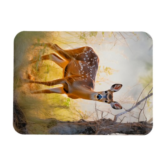 優雅な鹿インザフォレスト自然デザイン マグネット (横)