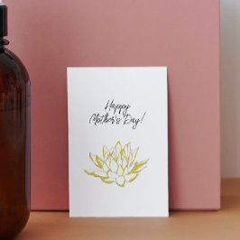 優雅な黄色の蓮の水彩画の母の日カード シーズンカード