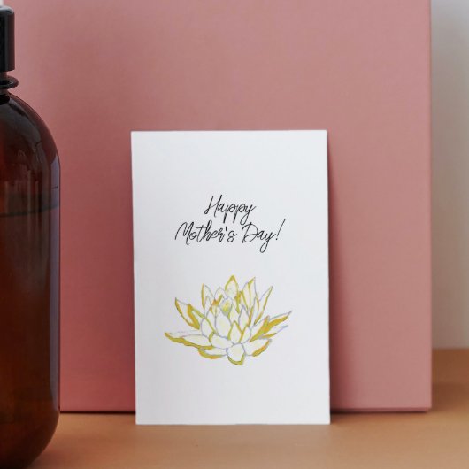 優雅な黄色の蓮の水彩画の母の日カード シーズンカード