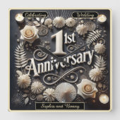 優雅な1周年ペーパーリース スクエア壁時計 (正面)