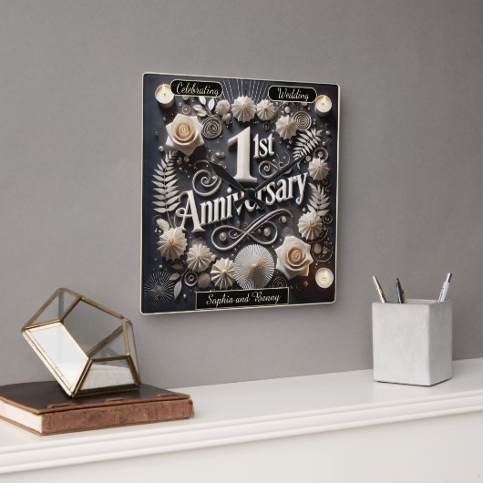 優雅な1周年ペーパーワレア スクエア壁時計 (オフィス)