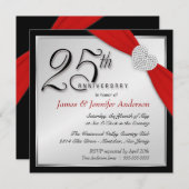 優雅な25周年シルバーアニバーサリー パーティー招待状 招待状 (正面/裏面)