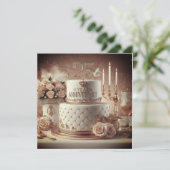 優雅な25周年結婚記念日ケーキ 招待状 (スタンド正面)