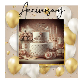 優雅な25周年記念結婚ケーキ 招待状