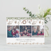 優雅な3枚の写真の水彩クリスマスカード シーズンカード (スタンド正面)
