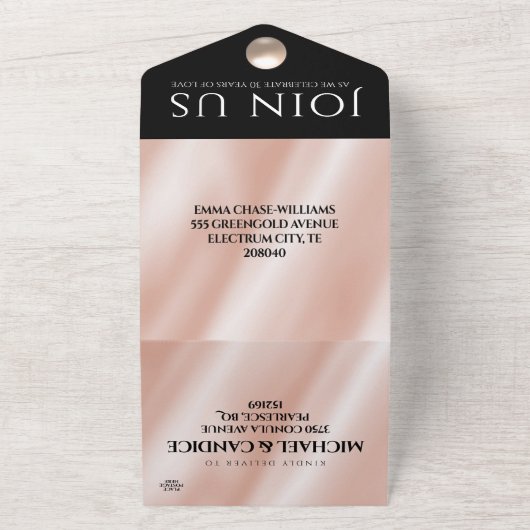 優雅な30周年パールウェディングアニバーサリーのお祝い オールインワン招待状 (外側)