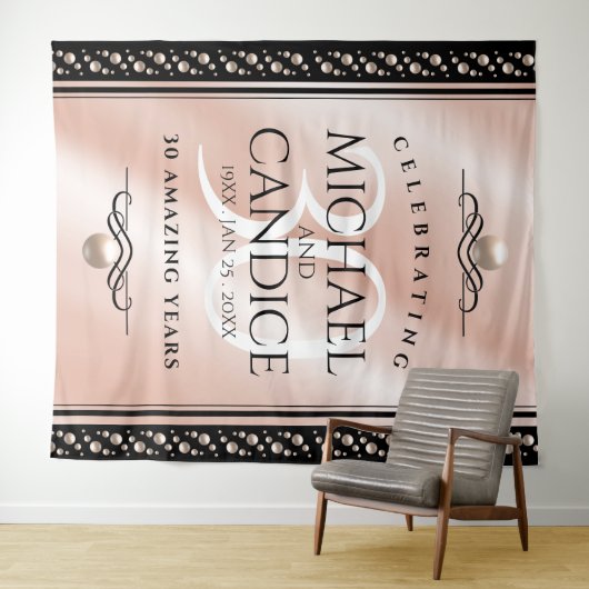 優雅な30周年パールウェディングアニバーサリーセレブレーション タペストリー (インサイチュ(横))