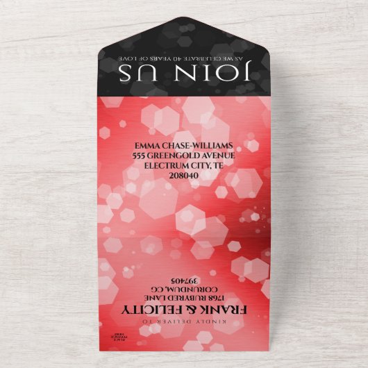 優雅な40周年ルビー結婚記念日祝賀会 オールインワン招待状 (外側)