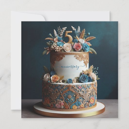 優雅な5周年記念結婚ケーキ (正面)