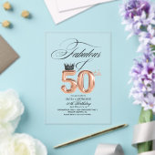 優雅な50歳の誕生日おめでとう アクリル招待状 (インサイチュ (ウェディング))