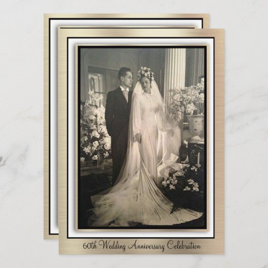 優雅な60周年記念のお祝い 招待状 (正面/裏面)