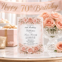 優雅な70歳の節目・バッシュローズの誕生日 招待状