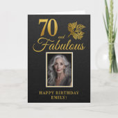 優雅な70歳の誕生日フォトカード「70 and Fabulous」 カード (正面)