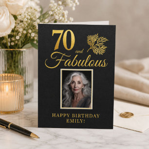 優雅な70歳の誕生日フォトカード「70 and Fabulous」 カード