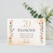 優雅な70歳の誕生日 - ワイルドフラワーデザイン サンキューカード (スタンド正面)