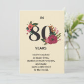 優雅な80歳の誕生日記念「80年間で」フラワー 招待状 (スタンド正面)