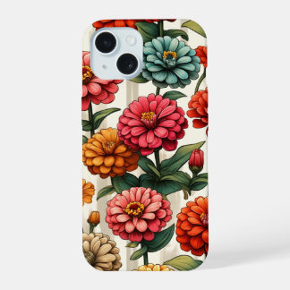 優雅な《植物》百日草の花 iPhone 15ケース