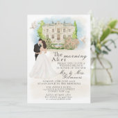 優雅な「結婚式の翌朝」会場 ブライド＆グルームのハト 招待状 (スタンド正面)