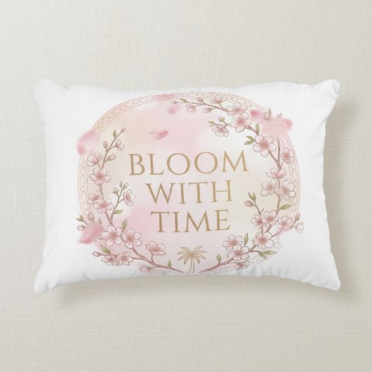 優雅な「Bloom With Time」フラワーピロー アクセントクッション (正面)