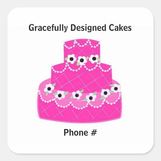 優雅にデザインされたケーキ スクエアシール (正面)