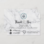 優雅に感謝を伝える：白大理石 サンキューカード (正面/裏面)