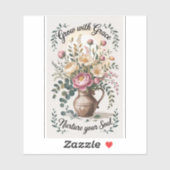 優雅に成長する花模様付き花瓶 シール (シート)