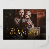 優雅に描かれた |お正月の写真 箔シーズンカード (正面)