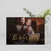 優雅に描かれた |お正月の写真 箔シーズンカード (立ち正面)