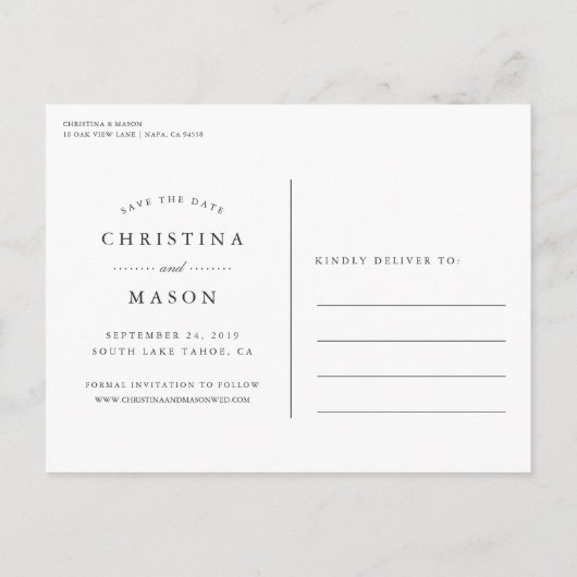 優雅に描かれた |写真の日付の保存 案内ポストカード (裏面)