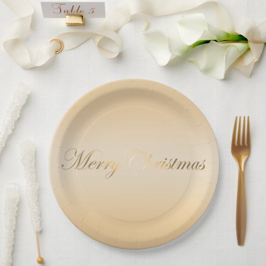 優雅に柔らかなゴールドのホリデー ペーパープレート (ウェディング)