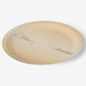 優雅に柔らかなゴールドのホリデー ペーパープレート (アングル)