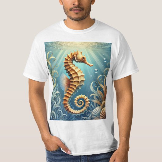 優雅に泳ぐタツノオトシゴ Tシャツ (正面)