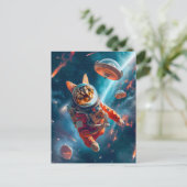 優雅に漂う冒険心あふれる宇宙猫 E シーズンポストカード (スタンド正面)