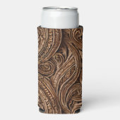 優雅に細かく彫られた木 スリム缶クーラー (Seltzer正面)