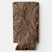 優雅に細かく彫られた木 スリム缶クーラー (裏面)