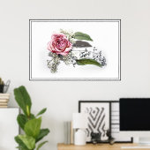 優雅に老ける芸術 – ピンクのバラ ポスター (ホームオフィス)