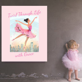 優雅に街を歩くウィムシーなバレリーナ キャンバスプリント